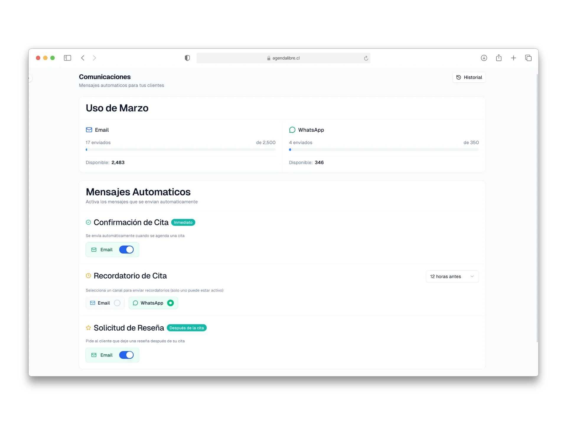 Recordatorios WhatsApp